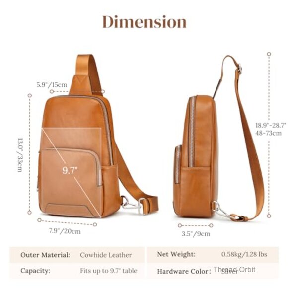 Genuine Leather RFID Blocking Sling Backpack Crossbody Bag Adjustable Strap main image 2